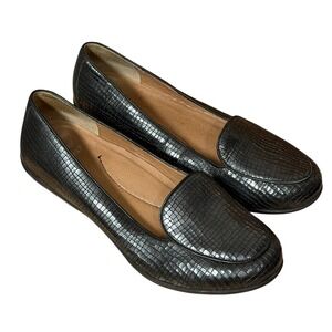 Dansko Nastacia Black‎ Embossed Leather Loafer Flats Women's Size 39 Office